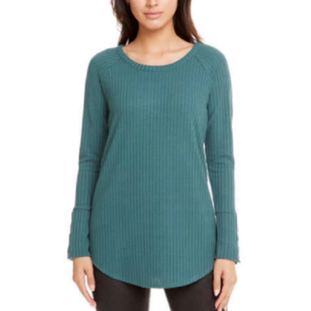 Chaser thermal waffle knit emerald green long sleeve shirt